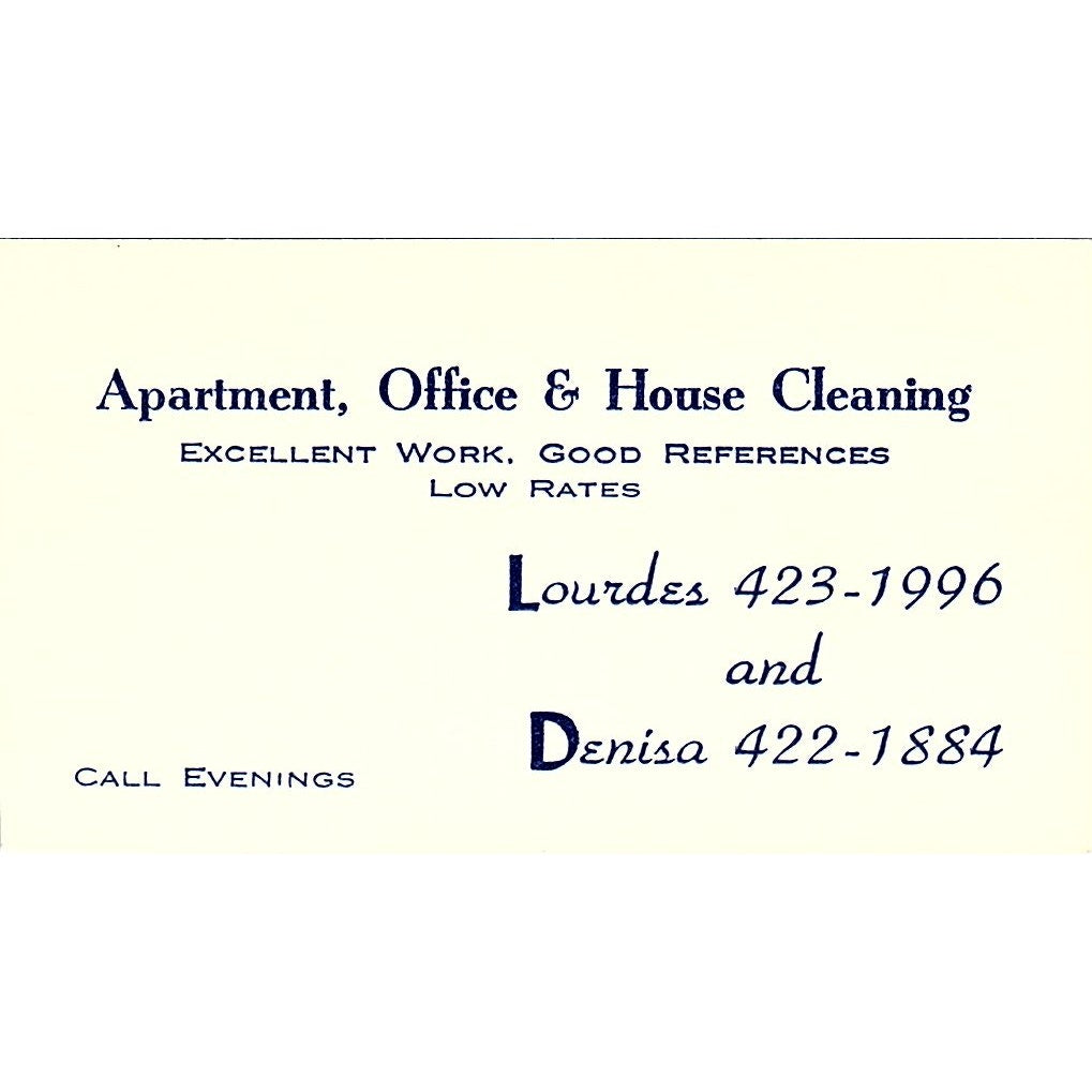 Apartment Office, House Cleaning Lourdes and Denisa Vintage Business Card SB4-B1