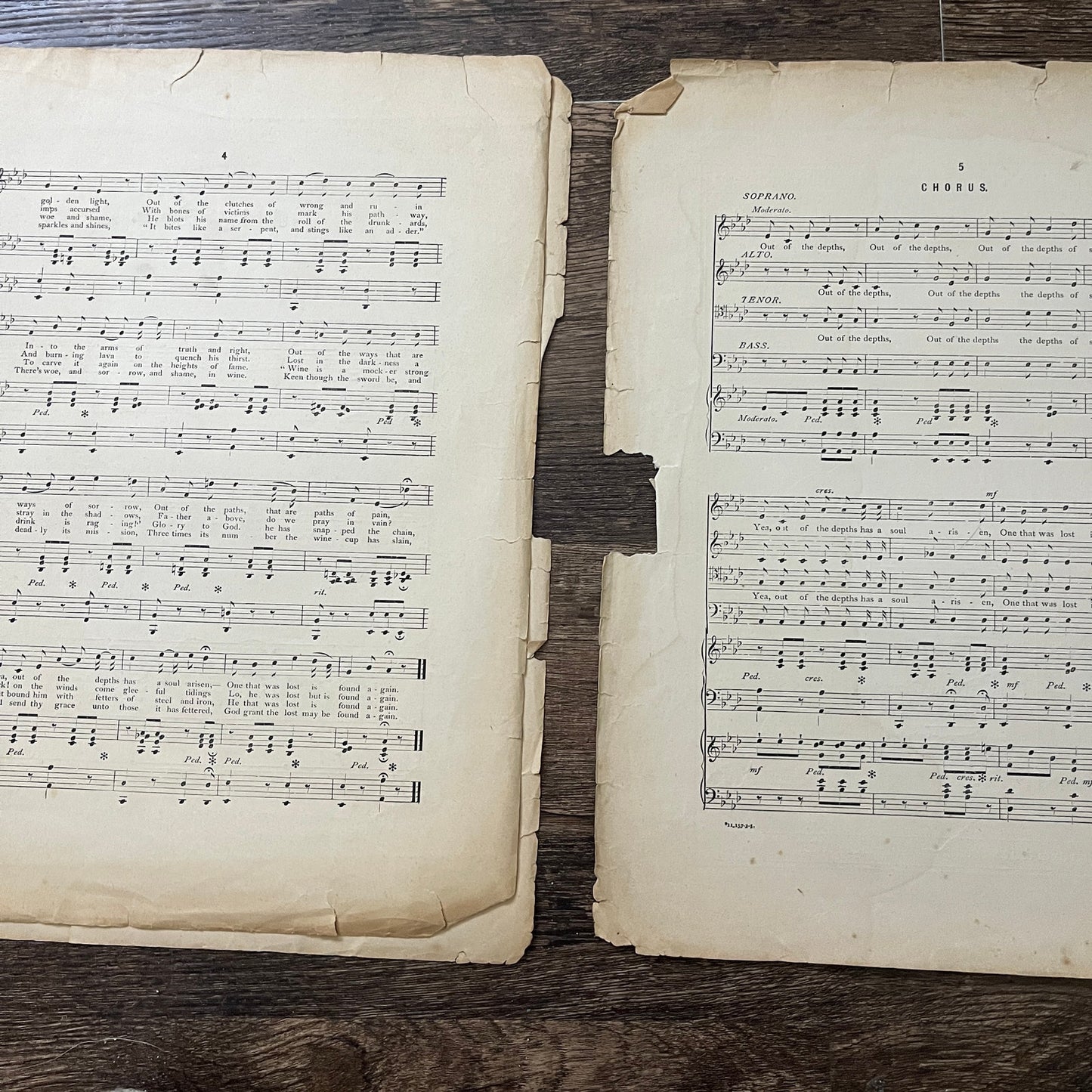 Out of the Depths - Temperance Song - Ella Wheeler 1874 Sheet Music V33-4