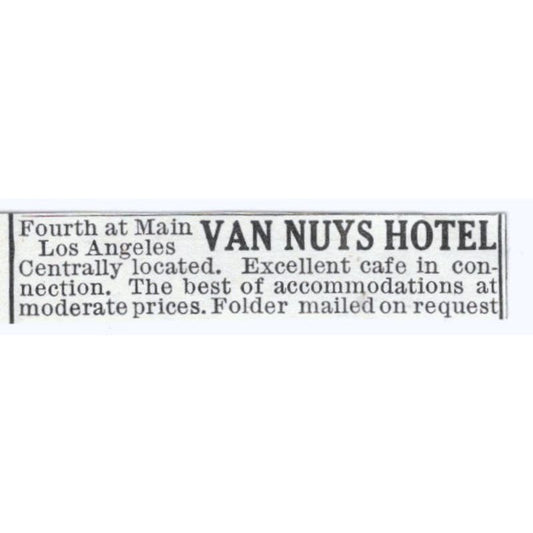 Van Nuys Hotel Los Angeles Ca c1918 Original Advertisement AE5-SV6