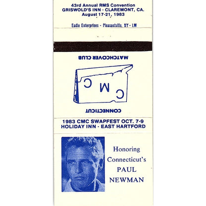 Paul Newman Connecticut Matchcover Club Vintage Matchbook TB6-MB2-8
