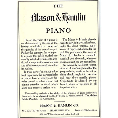 The Mason & Hamlin Co Piano New York Chicago - 1906 Ad AF5-3