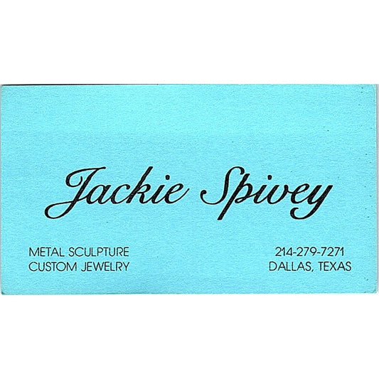 Metal Sculpture Jackie Spivey Dallas Texas  Vintage Business Card SB4-B10