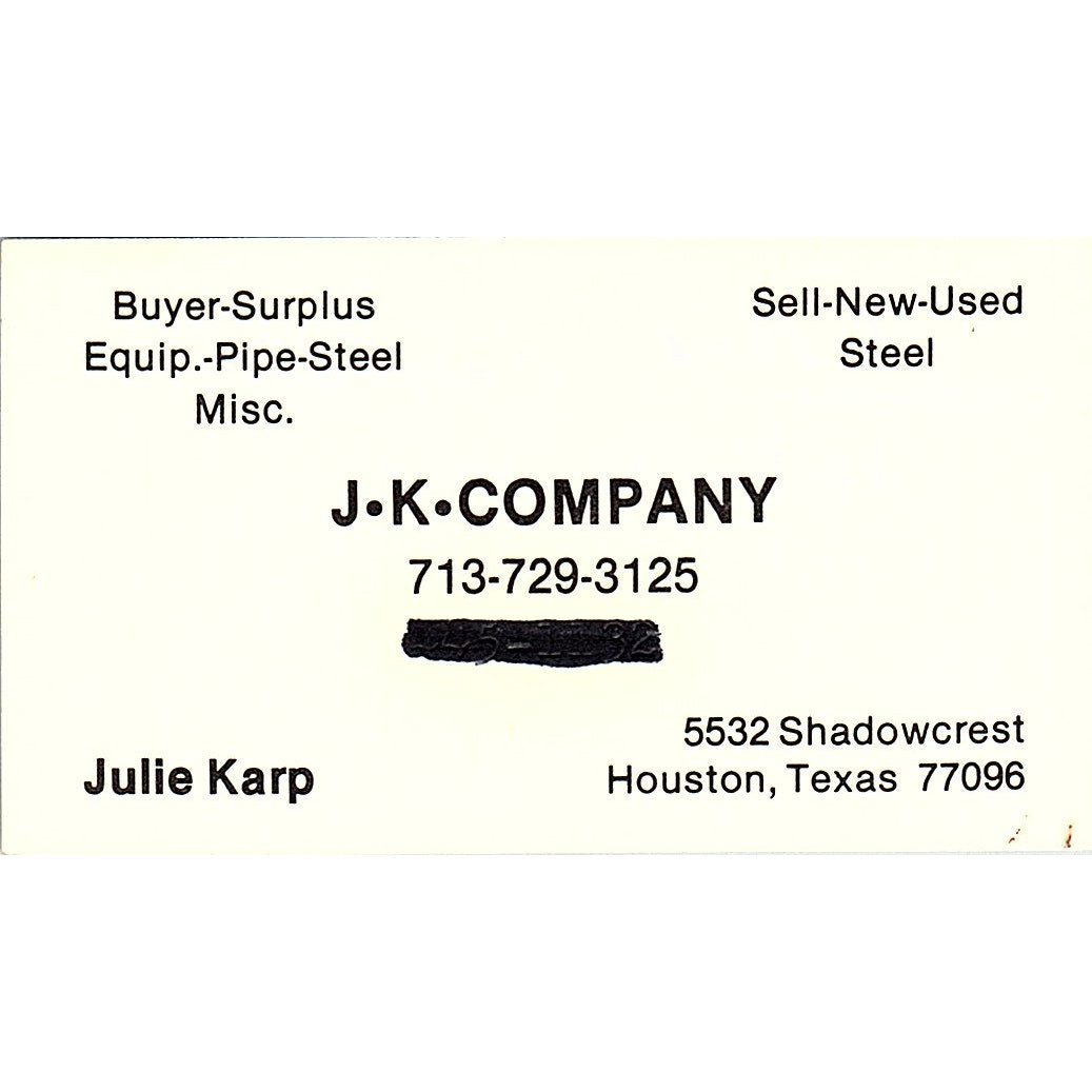 Julie Karp JK Company Steel Houston Vintage Business Card SE5-B2