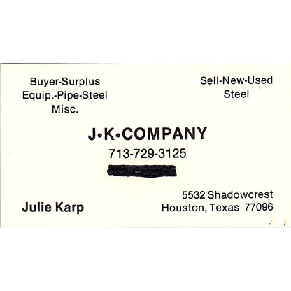 Julie Karp JK Company Steel Houston Vintage Business Card SE5-B2