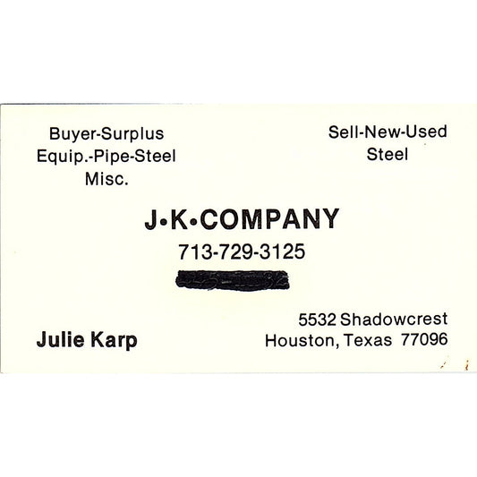Julie Karp JK Company Steel Houston Vintage Business Card SE5-B2