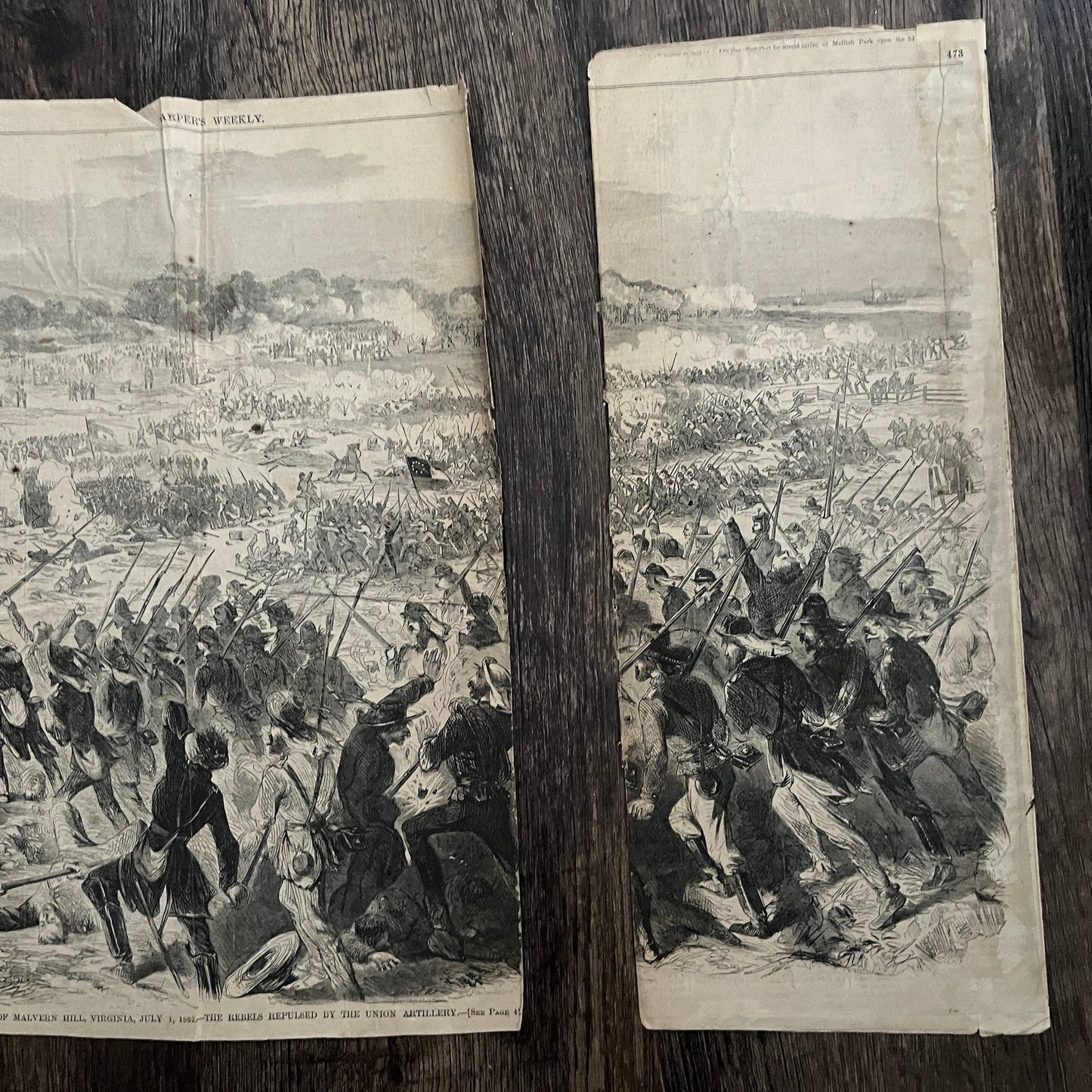 Battle of Malvern Hill July 1, 1862 Civil War Engraving C49