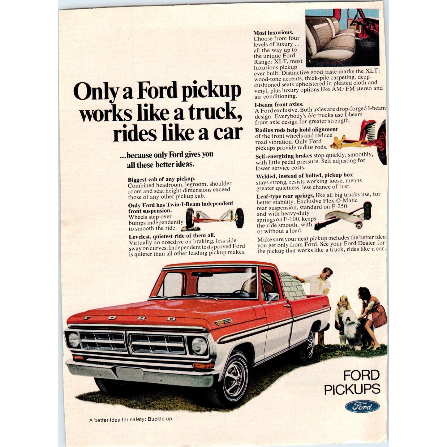 Red-White Two Tone Ford Pickup Truck Automobile Car - Vintage Magazine Ad D20