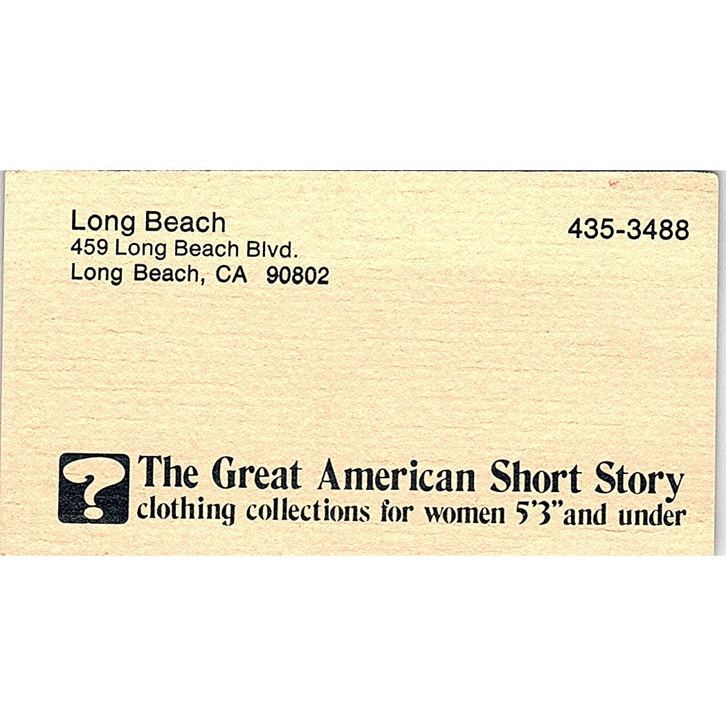 The Great American Short Story Clothing Long Beach Vintage Business Card SE5-B4