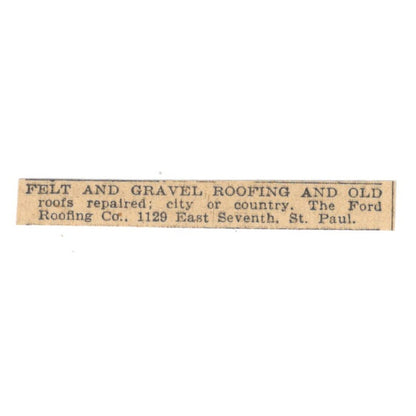 Felt and Gravel Roofing Ford Roofing Co St. Paul 1898 Newspaper Ad AF2-S2