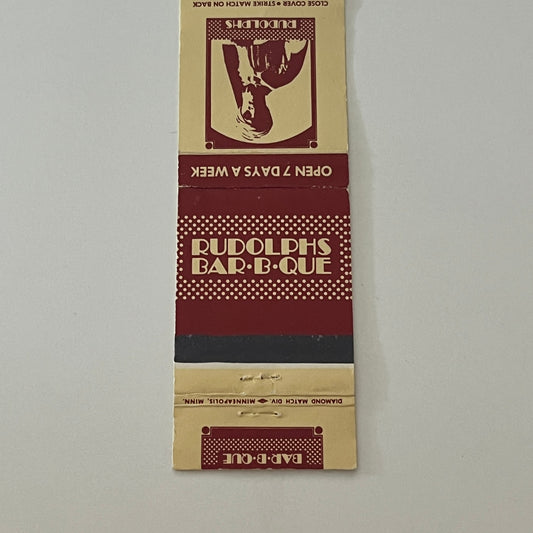Rudolph's Bar-B-Que Minneapolis MN Matchbook Cover TB6-MB2-4