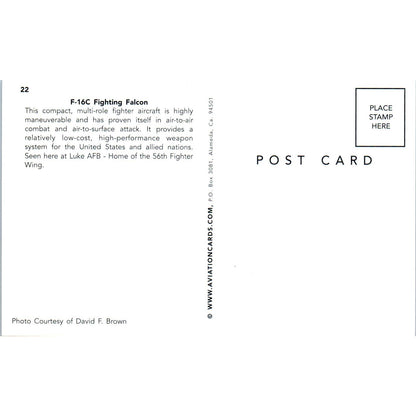 F-16C Fighting Falcon Vintage Postcard PC19