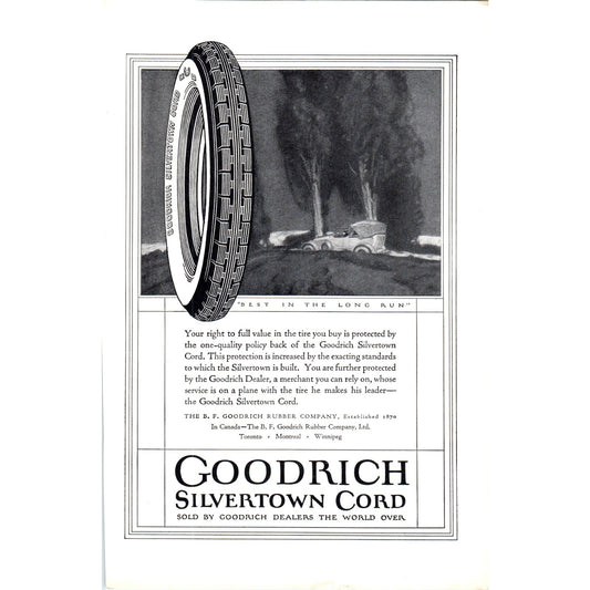 Goodrich Silvertown Cord Automotive Tires - Long Run - Vintage Magazine Ad D18