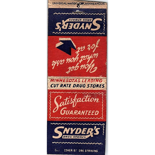 Snyder's Drug Stores Minnesota Vintage Matchbook Cover SC7-Y7