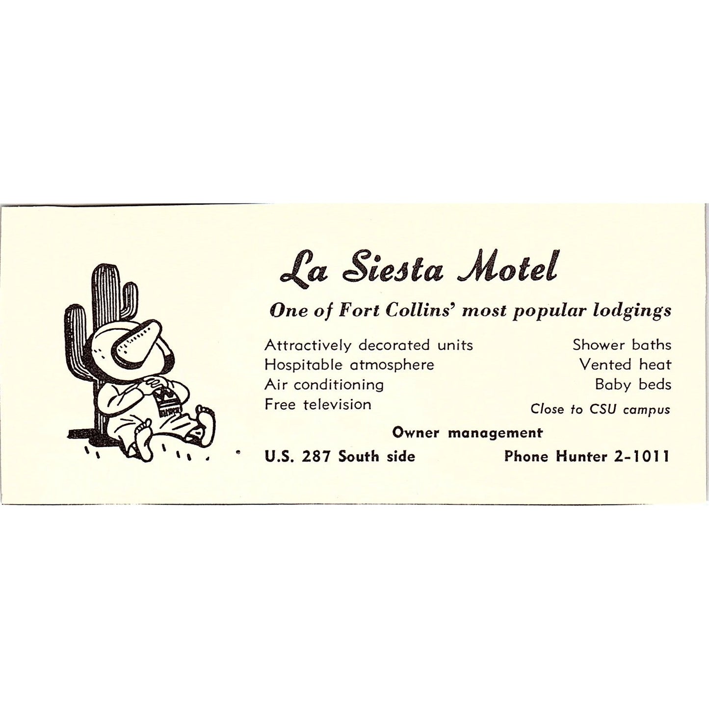 La Siesta Motel Fort Collins CO 1958 Ad AG1-M3