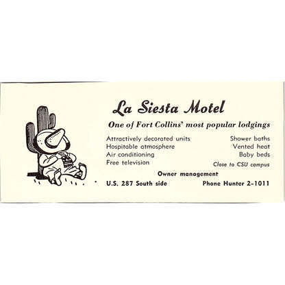 La Siesta Motel Fort Collins CO 1958 Ad AG1-M3