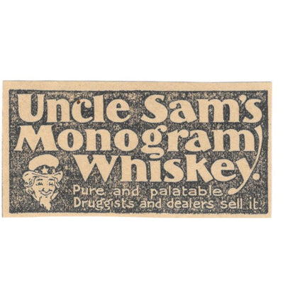 Uncle Sam's Monogram Whiskey St. Paul 1898 Newspaper Ad AF2-S7