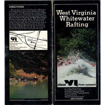 Vintage West Virginia Whitewater Rafting Fold Out Map & Travel Brochure TH2-O1