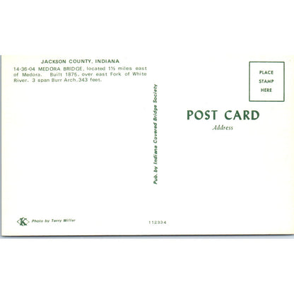 Medora Bridge Jackson County Indiana Covered Bridge Postcard PB11
