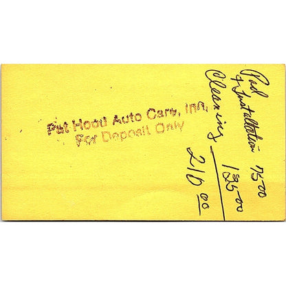 Pat Hood's Auto Care Inc Baytown TX Vintage Business Card SE3-B14