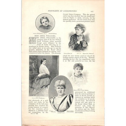 Portrait of Celebrities Harry De Windt Anna Williams 1897 Article AE9-TS1