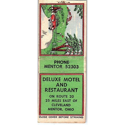 Deluxe Motel and Restaurant Mentor Ohio Vintage Matchbook Cover SC7-Y8