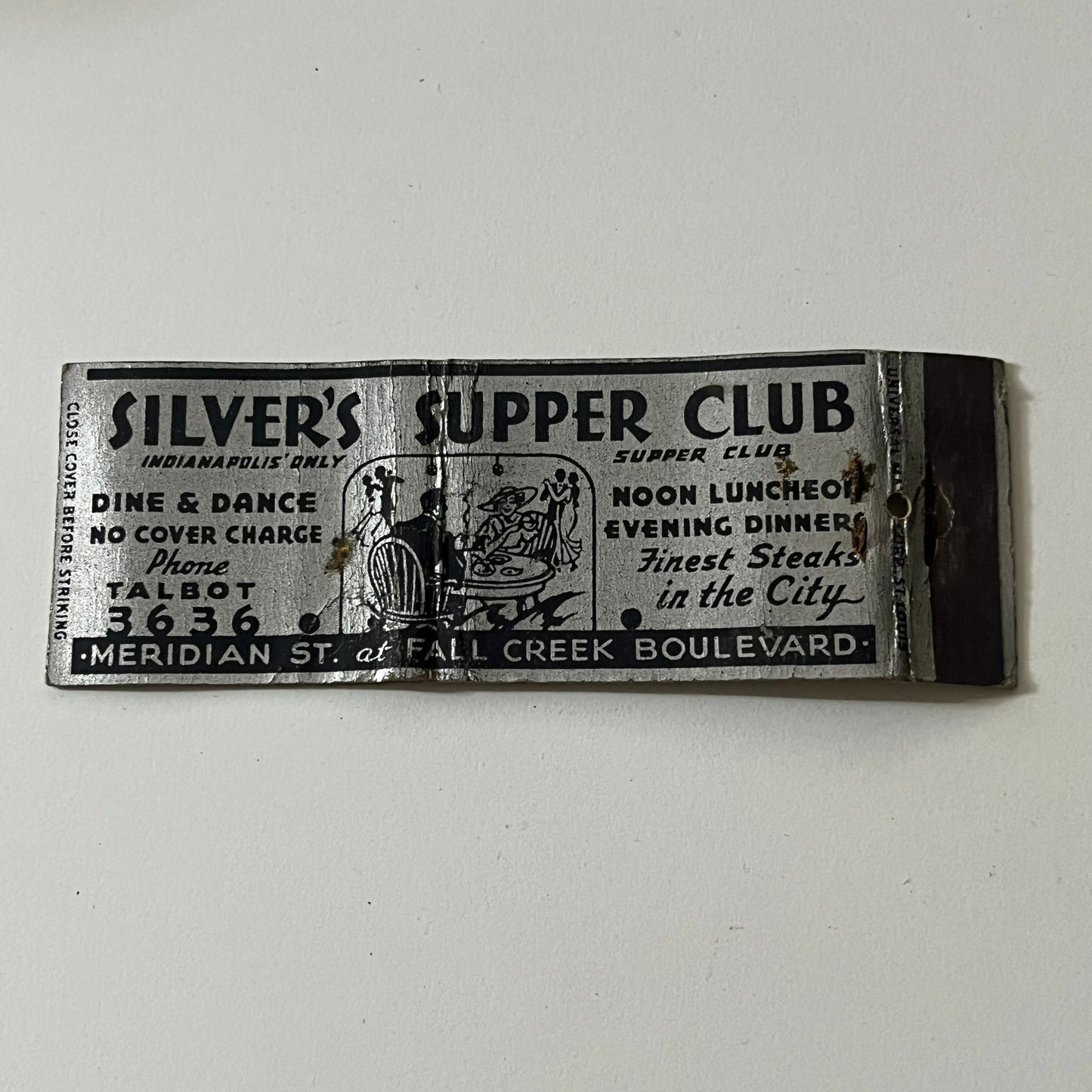 SIlver's Supper Club Meridian St Indianapolis Vintage Matchbook TB6-MB2-11