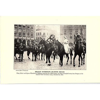 Belgian Sovereigns Re-enter Bruges, German Naval Surrender 1919 WWI Print AF9-18