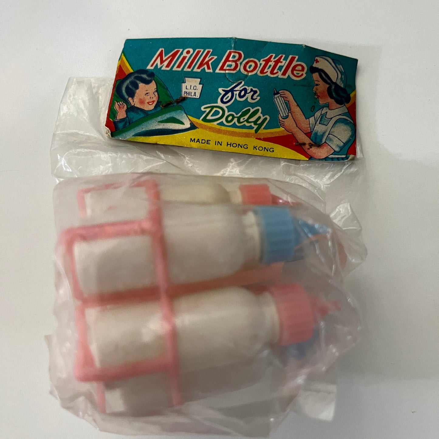 c1960 Toy Plastic Milk Bottle for Dolly Dimestore Toy NOS In Package TK3