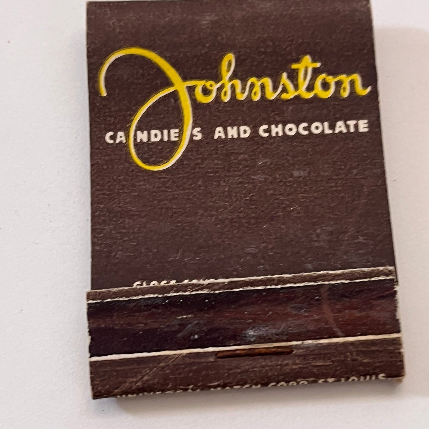 Johnston Candies & Chocolate Milwaukee WI Vintage Matchbook Cover TB6-MB1-6
