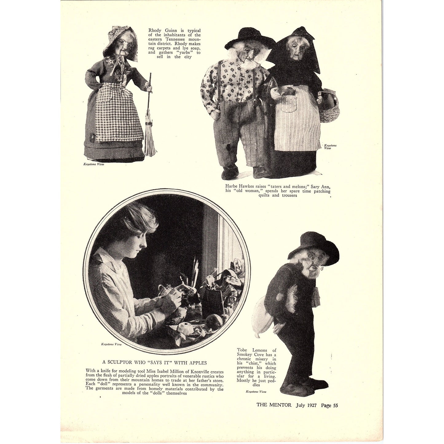 Dried Apple Dolls from the Tennessee Mountains 2 Page Article 1927 AG3-5
