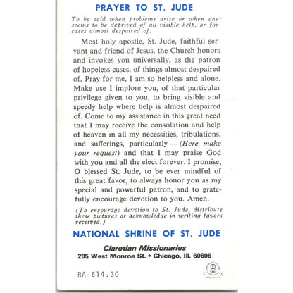 Prayer to St. Jude Claretian Missionaries Chicago Vintage Prayer Card TH2-PC1