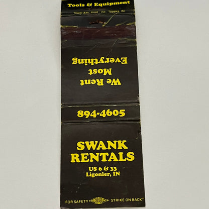 Swank Rentals US 6 & 33 Ligonier Indiana Vintage Matchbook TB6-MB2-14