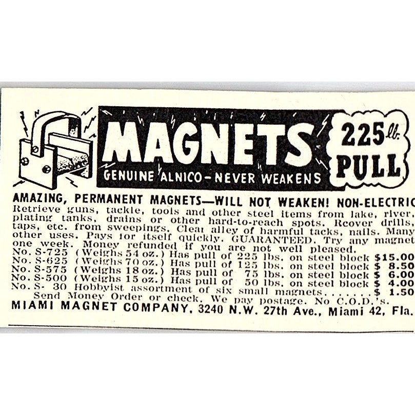 Miami Magnet Company Magnets Miami FL 1955 Ad AF9-S2