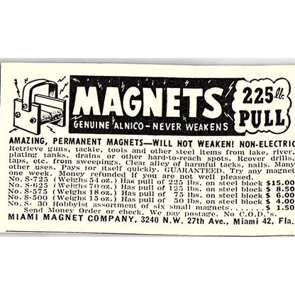 Miami Magnet Company Magnets Miami FL 1955 Ad AF9-S2