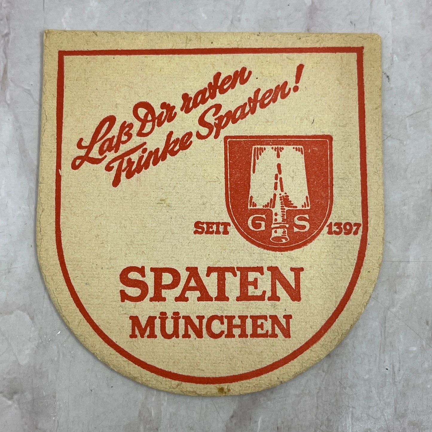 Vintage G.S. Spaten München German Beer Coaster TJ5-CO2