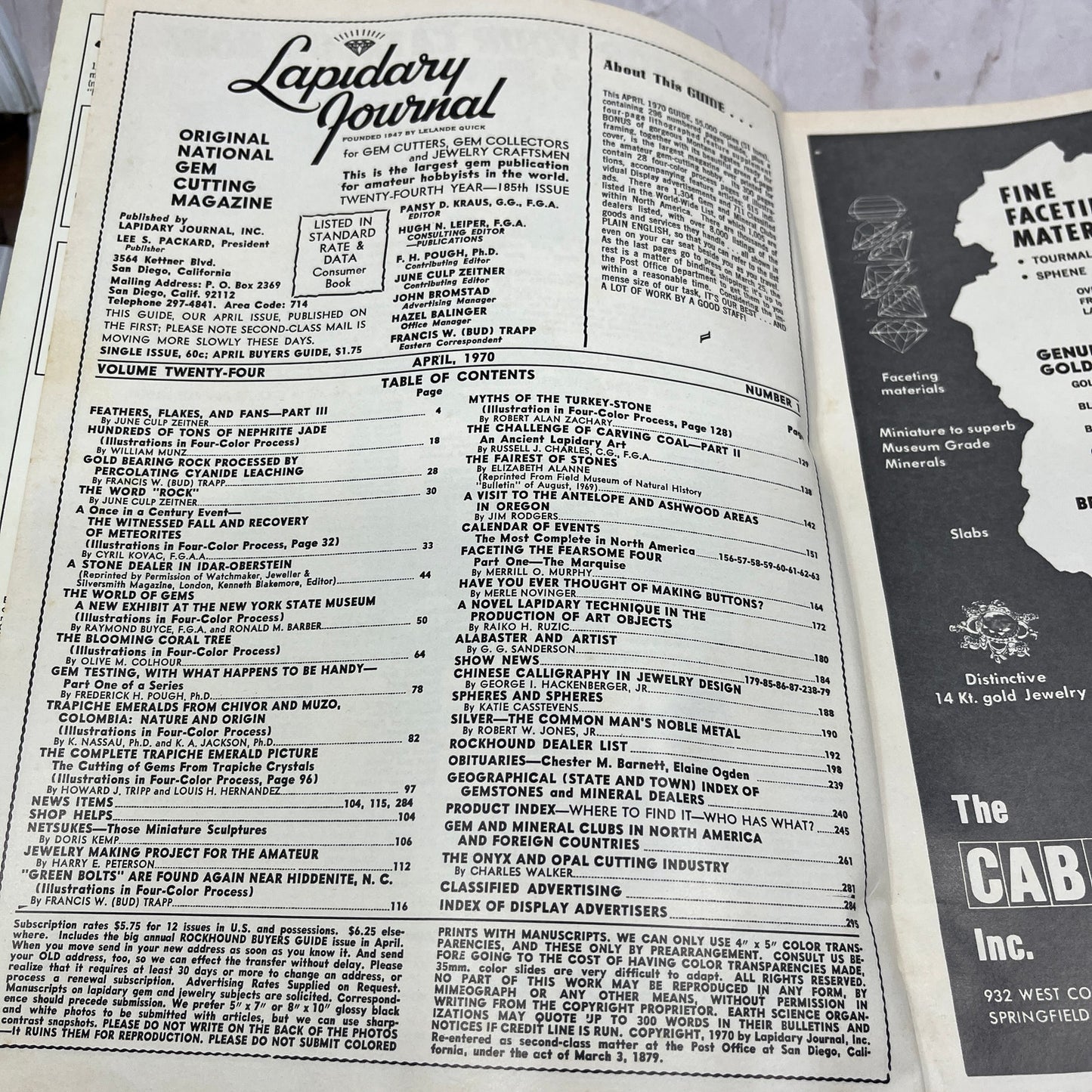 24th Year Rockhound Buyers Guide - Lapidary Journal Magazine - Apr 1970 M28