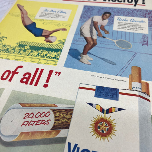 Viceroy Cigarettes Pancho Gonzales Zoe Ann Olsen Magazine Advertisement FL6-7