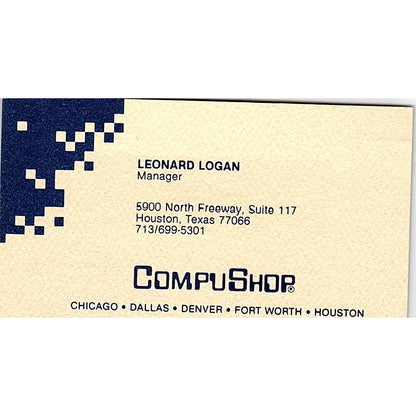 Leonard Logan CompuShop Houston Vintage Business Card SD9-B2