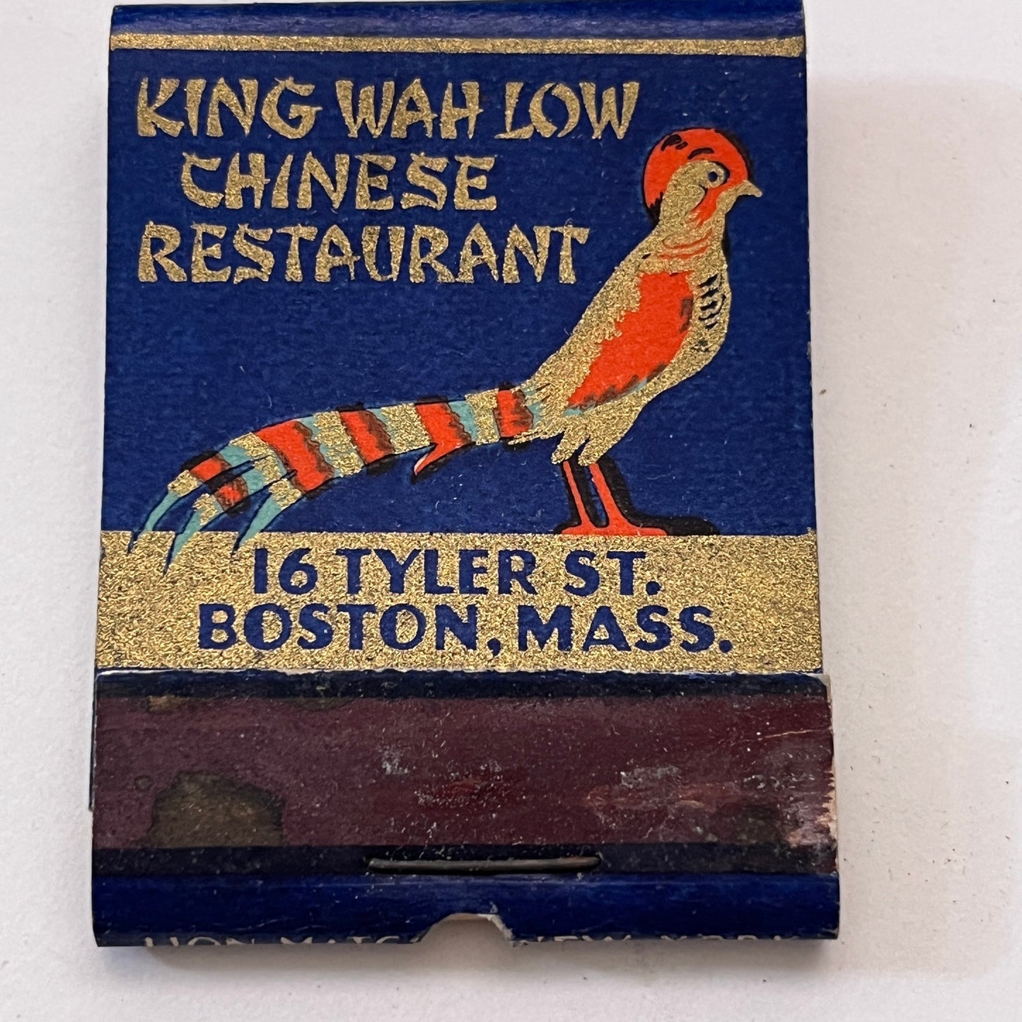 King Wah Low Chinese Restaurant Boston MA Vintage Matchbook Cover TB8-MB3-7