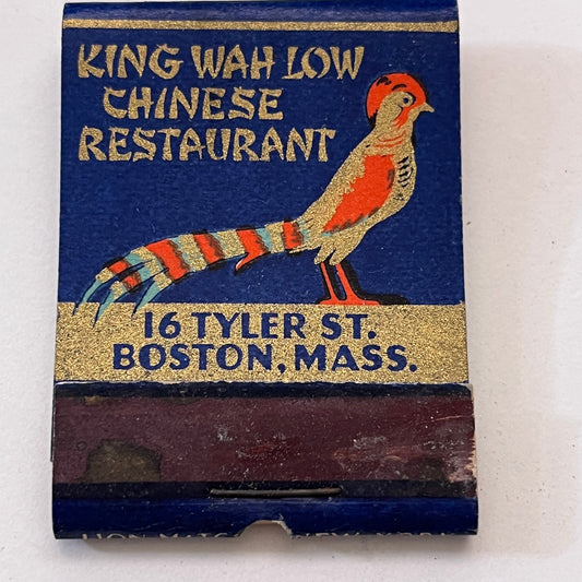 King Wah Low Chinese Restaurant Boston MA Vintage Matchbook Cover TB8-MB3-7