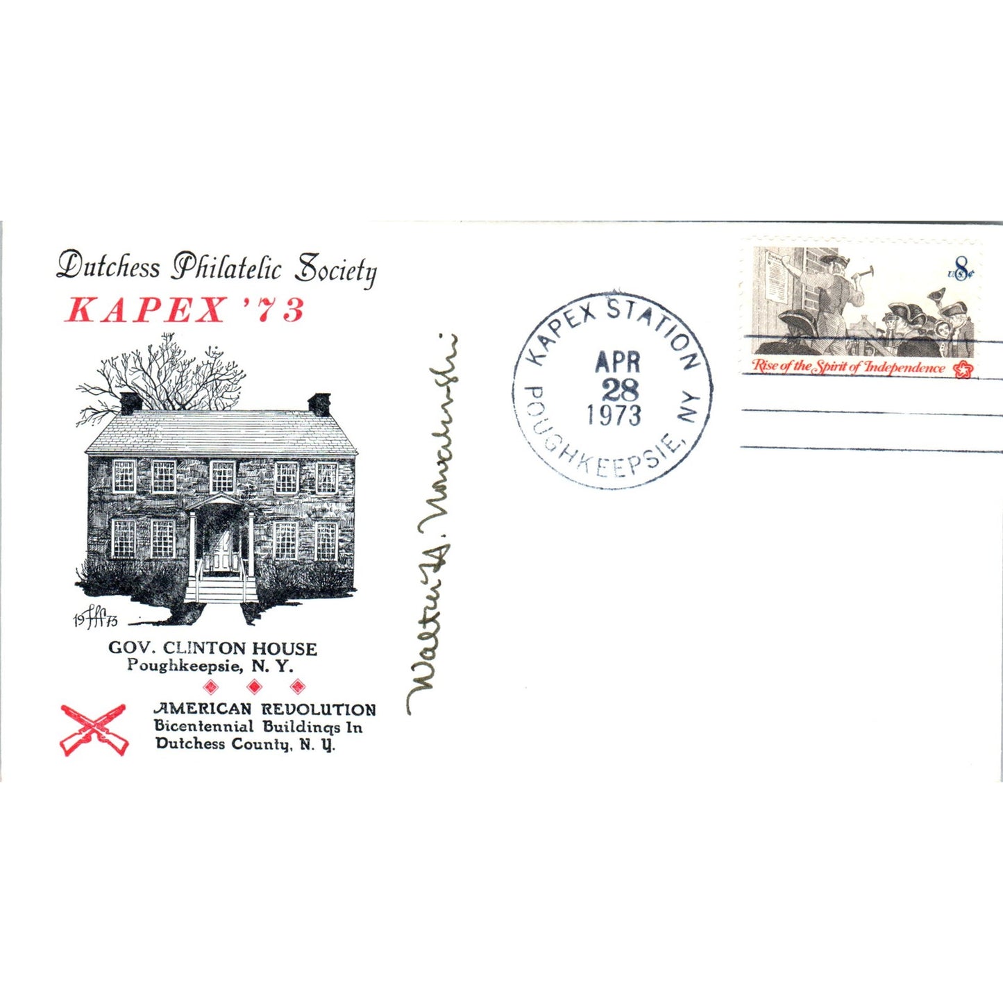 1973 Kapex Governor Clinton House Poughkeepsie NY Postal Cover TI5-PC1