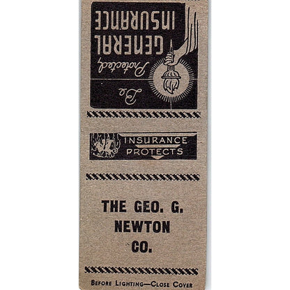 The Geo G Newton Co General Ins Vintage Matchbook Cover SC7-Y9