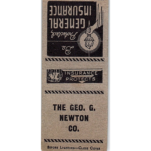 The Geo G Newton Co General Ins Vintage Matchbook Cover SC7-Y9