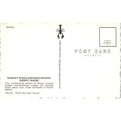 Sunday River Bridge Newry Maine Covered Bridge Postcard PB12