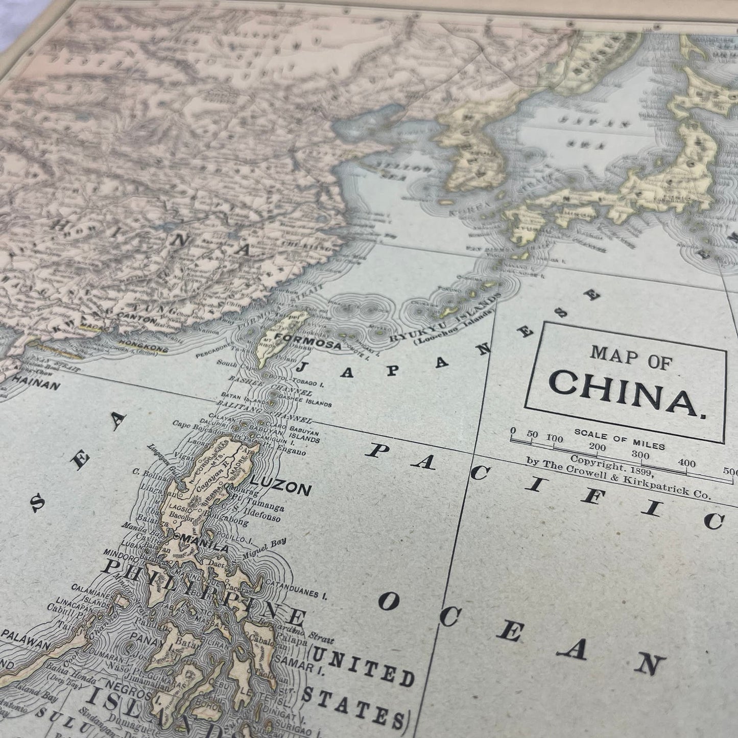 1899 Map of China 10x13 Original Tinted Map Engraving FL6-8