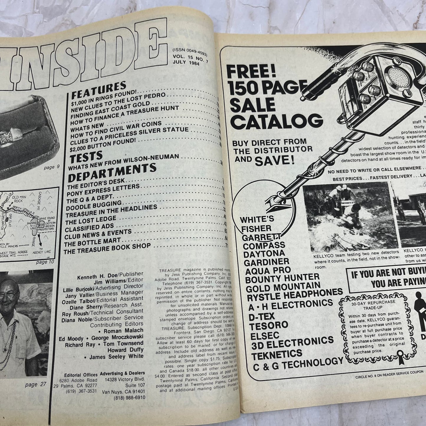 1984 July - Treasure Magazine - Treasure Hunting Metal Detecting Gold Coins M10