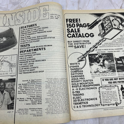 1984 July - Treasure Magazine - Treasure Hunting Metal Detecting Gold Coins M10