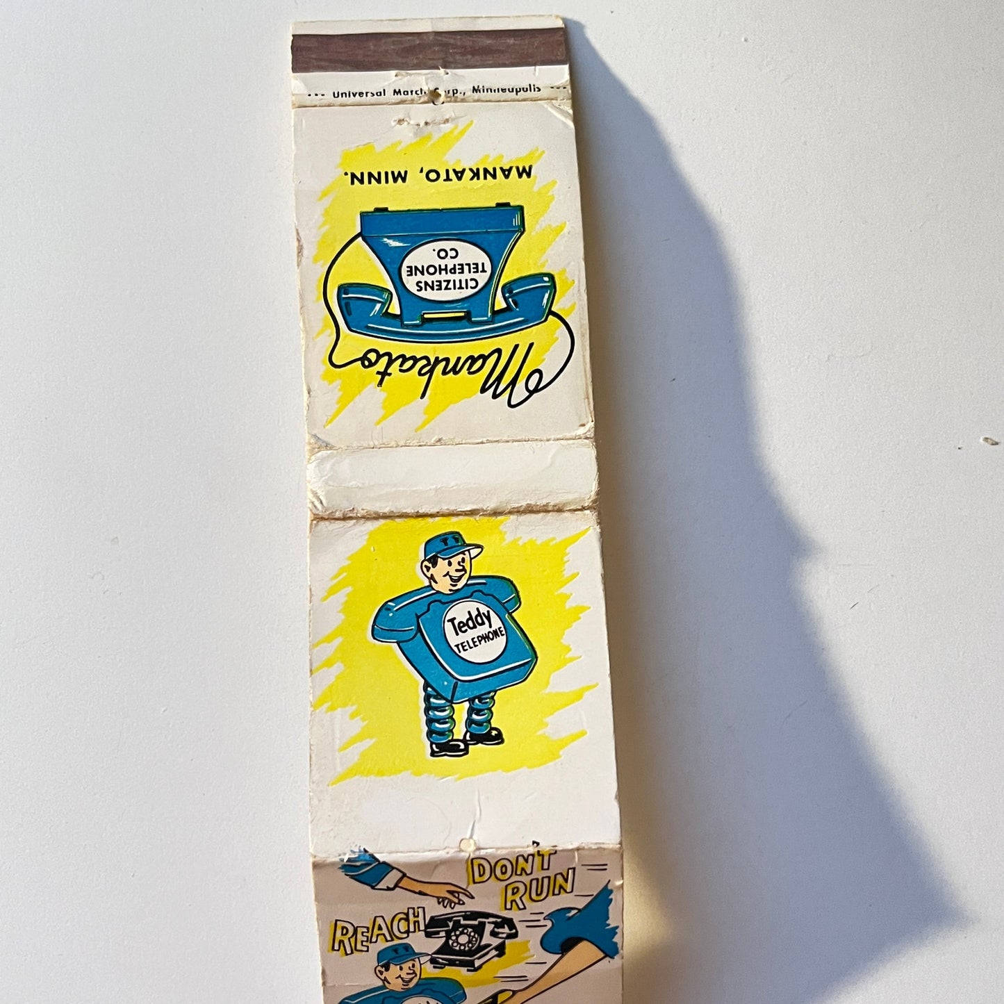 Teddy Telephone Citizens Telephone Mankato MN Fold Out Matchbook Cover MB111-6