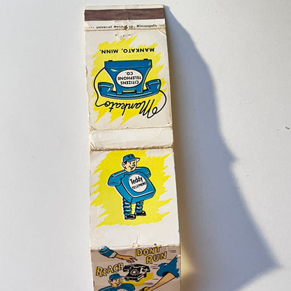 Teddy Telephone Citizens Telephone Mankato MN Fold Out Matchbook Cover MB111-6