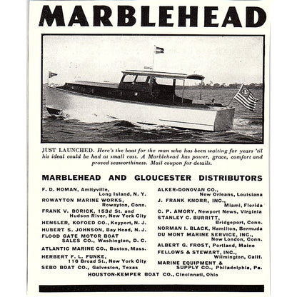 Marblehead and Gloucester - Houston-Kemper Boat Co Cincinnati 1932 Ad AG2-H3